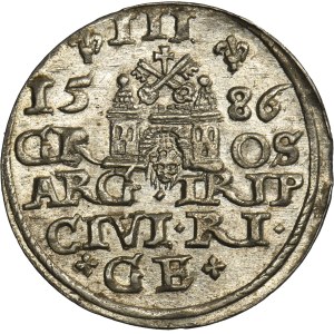 Stephen Bathory, 3 Groschen Riga 1586 - small head
