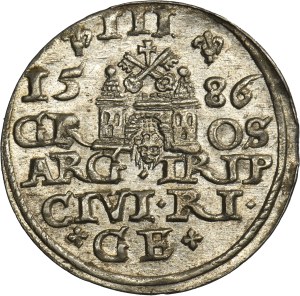 Stephen Bathory, 3 Groschen Riga 1586 - small head