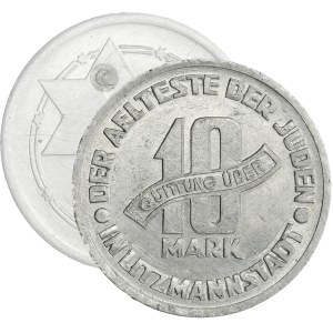 Ghetto Litzmannstadt, 10 mark 1943 Al - RARE, dot on star