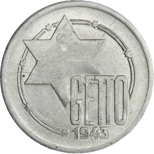 Ghetto Litzmannstadt, 10 mark 1943 Al - RARE, dot on star