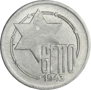 Ghetto Litzmannstadt, 10 mark 1943 Al - RARE, dot on star