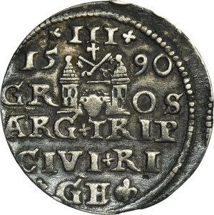 Sigismund III Vasa, 3 Groschen Riga 1590