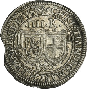 Germany, Margraviate of Brandenburg-Bayreuth, Christian, 4 Kreuzer Nuremberg 1630