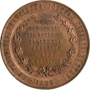 Medal 300th Anniversary of the Establishment of St. Anna's Gymnasium in Krakau 1888