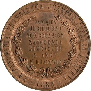 Medal 300th Anniversary of the Establishment of St. Anna's Gymnasium in Krakau 1888