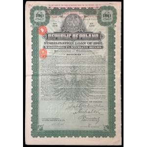 7% Pożyczka Stabilizacyjna 1927, transza funtowa, obligacja 100 funtów