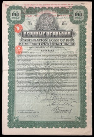 7% Stabilization Loan 1927, pound tranche, £100 bond