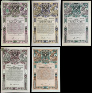 Eighth Austrian 5.5% War State Loan - bond set (5 pieces).