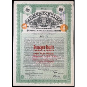Gdańsk, Tobacco Monopoly, 100 funtów 1927, Danziger Besitz