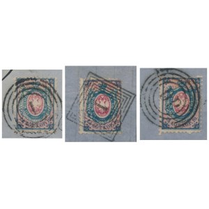 First Polish stamp 1860 on scraps (3 pcs.)