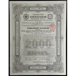 Towarzystwo Drogi Żelaznej Warszawsko-Wiedeńskiej, 4% obligacja 2.000 marek 1901, seria X