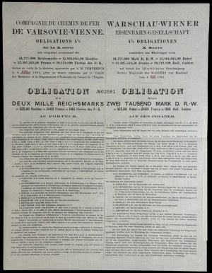 Société de la route du fer Varsovie-Vienne, obligation à 4 % 2.000 marks 1901, série X