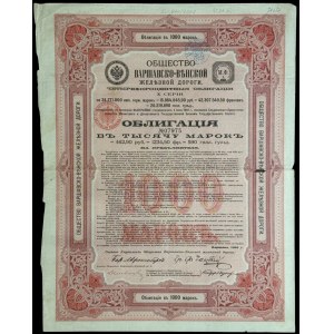 Towarzystwo Drogi Żelaznej Warszawsko-Wiedeńskiej, 4% obligacja 1.000 marek 1901, seria X