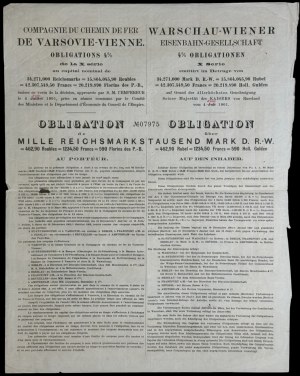 Towarzystwo Drogi Żelaznej Warszawsko-Wiedeńskiej, 4% obligacja 1.000 marek 1901, seria X