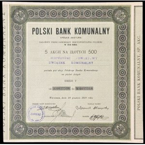 Polski Bank Komunalny S.A.. 5 x 100 zł 1928, Emisja V
