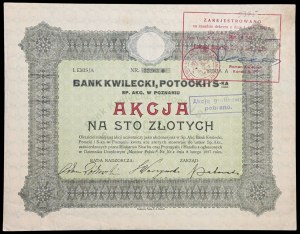 Bank Kwilecki, Potocki i S-ka, 100 zł, Emisja I