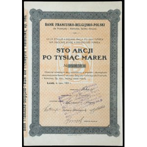 Bank Francusko-Belgijsko-Polski dla Przemysłu i Rolnictwa S.A., 100 x 1.000 mkp 1923, Emisja VII (II)