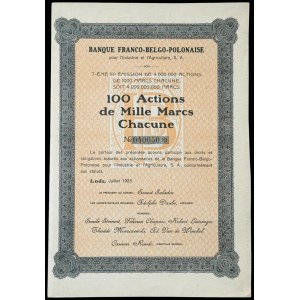 Bank Francusko-Belgijsko-Polski dla Przemysłu i Rolnictwa S.A., 100 x 1.000 mkp 1923, Emisja VII (II)
