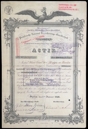 Szczecin, Preussische National Versicherungs Gesellschaft, 400 talarów 1846