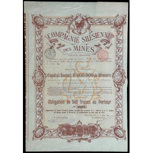 Compagnie Silesienne des Mines - 5% obligacja 500 franków 1899