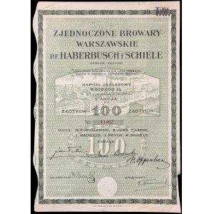 Zjednoczone Browary Warszawskie p.f. Haberbusch i Schiele, 100 zł, Emisja 1
