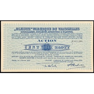 Olkusz Fabryka Naczyń Emaliowanych S.A., 100 zł 1933