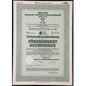 Schlesische Bergwerks- und Hütten AG Beuthen O/S, 4,5% obligacja 1.000 marek 1940