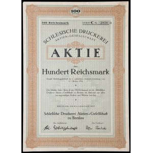Wrocław, Schlesische Druckerei Aktien-Gesellschaft, 100 Reichsmark 1925