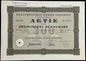 Legnica, Electricitäts-Werke Liegnitz, 300 Reichsmark 1927