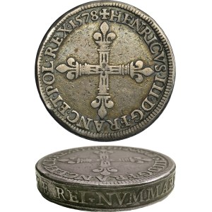 Henry III of France, 1/4 Ecu Paris 1578 A - PIEDFORT - VERY RARE