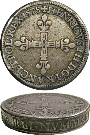 Henry III of France, 1/4 Ecu Paris 1578 A - PIEDFORT - VERY RARE