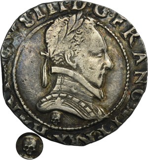 Henry III of France, 1/2 Franc Bourges 1586 - VERY RARE, Skull