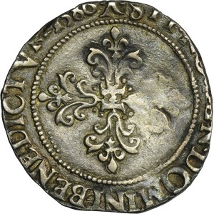 Henry III of France, 1/2 Franc Bourges 1586 - VERY RARE, Skull