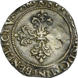 Henry III of France, 1/2 Franc Bourges 1586 - VERY RARE, Skull