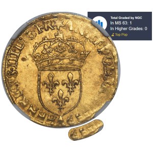 Henry III of France, Ecu d'or Paris 1589 A - NGC MS63 - RARE