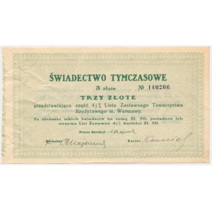 TKM Warszawa, świadectwo tymczasowe 4,5% listu zastawnego konwersyjnego