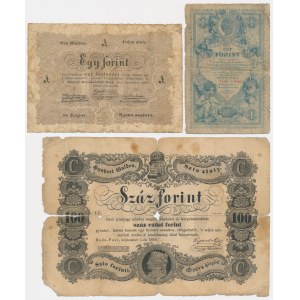 Zestaw, Austria i Węgry, 1-100 forintów 1848-1888 (3 szt.)