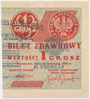 1 grosz 1924 - AO - prawa połowa -
