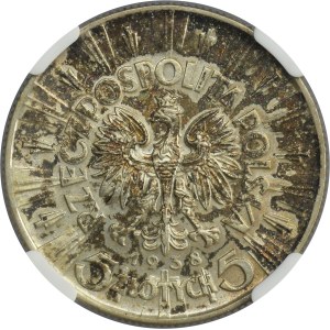 Piłsudski, 5 złotych 1938 - NGC MS63+