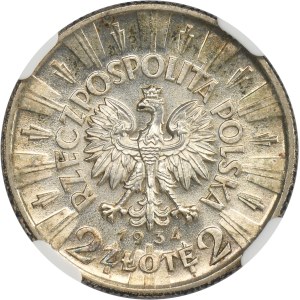 Piłsudski, 2 złote 1934 - NGC MS62