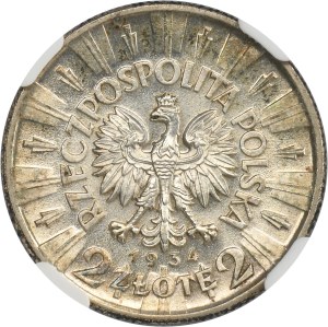 Piłsudski, 2 złote 1934 - NGC MS62
