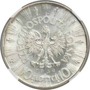 Piłsudski, 10 złotych 1939 - NGC MS63