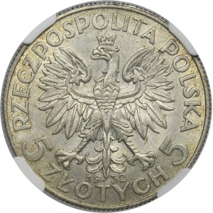 Głowa Kobiety, 5 złotych Londyn 1932 - NGC MS61
