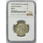 Głowa Kobiety, 5 złotych Londyn 1932 - NGC MS61