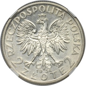 Głowa Kobiety, 2 złote 1934 - NGC MS62