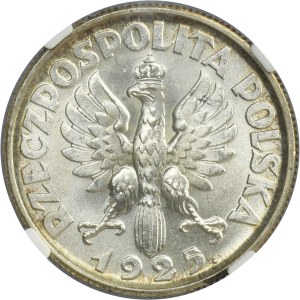 Kobieta i kłosy, 2 złote Londyn 1925 - NGC MS63 - kropka po dacie
