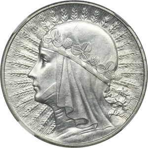 Głowa Kobiety, 10 złotych Warszawa 1933 - NGC MS61