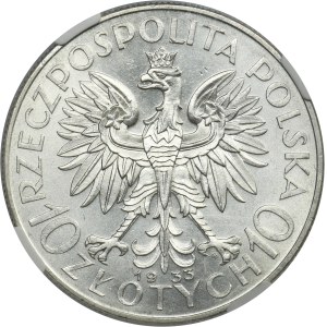 Głowa Kobiety, 10 złotych Warszawa 1933 - NGC MS61