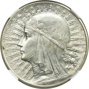Głowa Kobiety, 10 złotych Londyn 1932 - NGC MS61