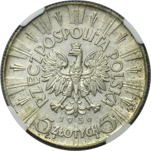 Pilsudski, 5 gold 1936 - NGC MS61
